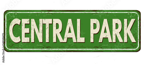 Central park vintage rusty metal sign