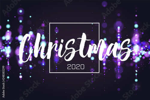 Bokeh sparkle Christmas 2020 background. Glitter lights luxury glamor background. Abstract defocused circular party magic christmas lights. New year glamorous elegant, shiny background. EPS 10.
