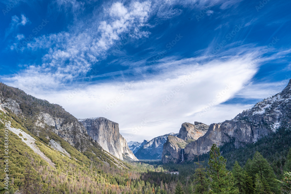 Yosemite Valley View with a bvrilliant sky