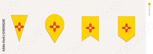 New Mexico flag in vertical design, vector illustration