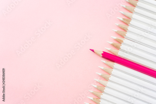 color pencil with leadership, teamwork concept