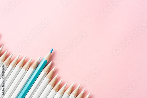 color pencil with leadership, teamwork concept