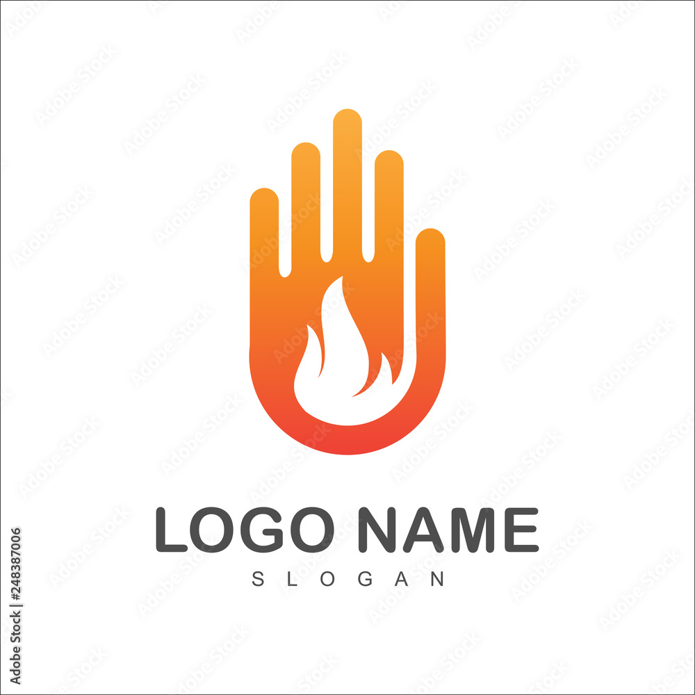 Hand And Fire Logo, Fire Caution Logo