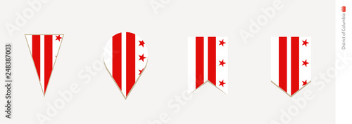 District of Columbia flag in vertical design, vector illustration
