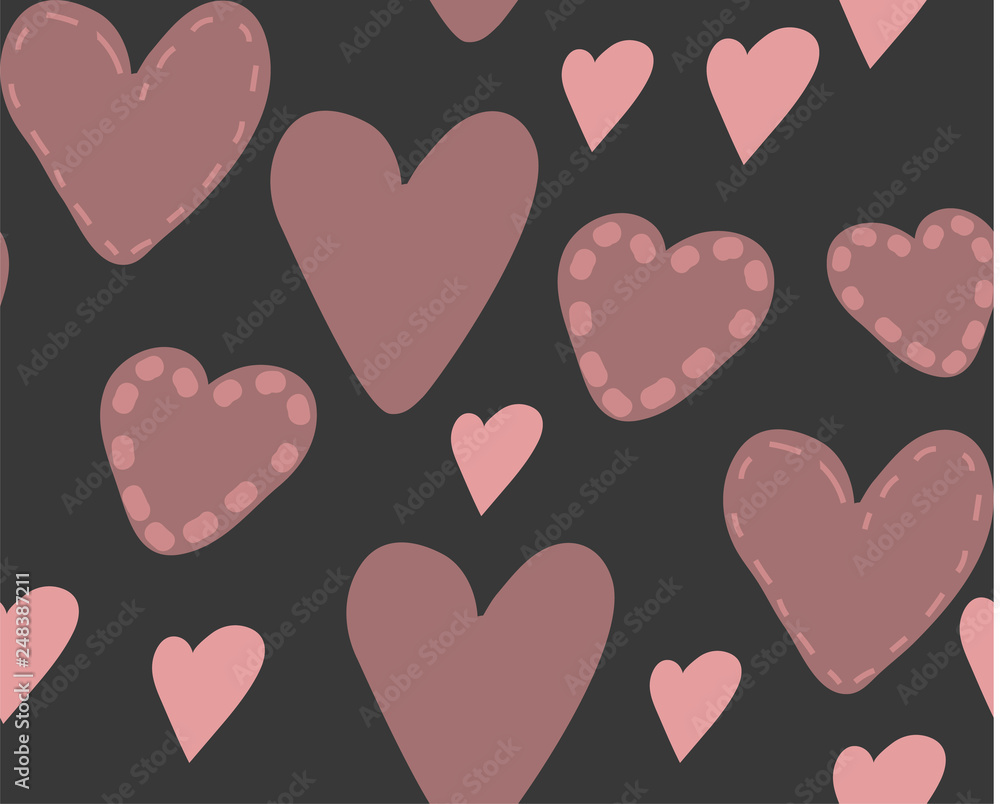 Abstract seamless pattern of hearts