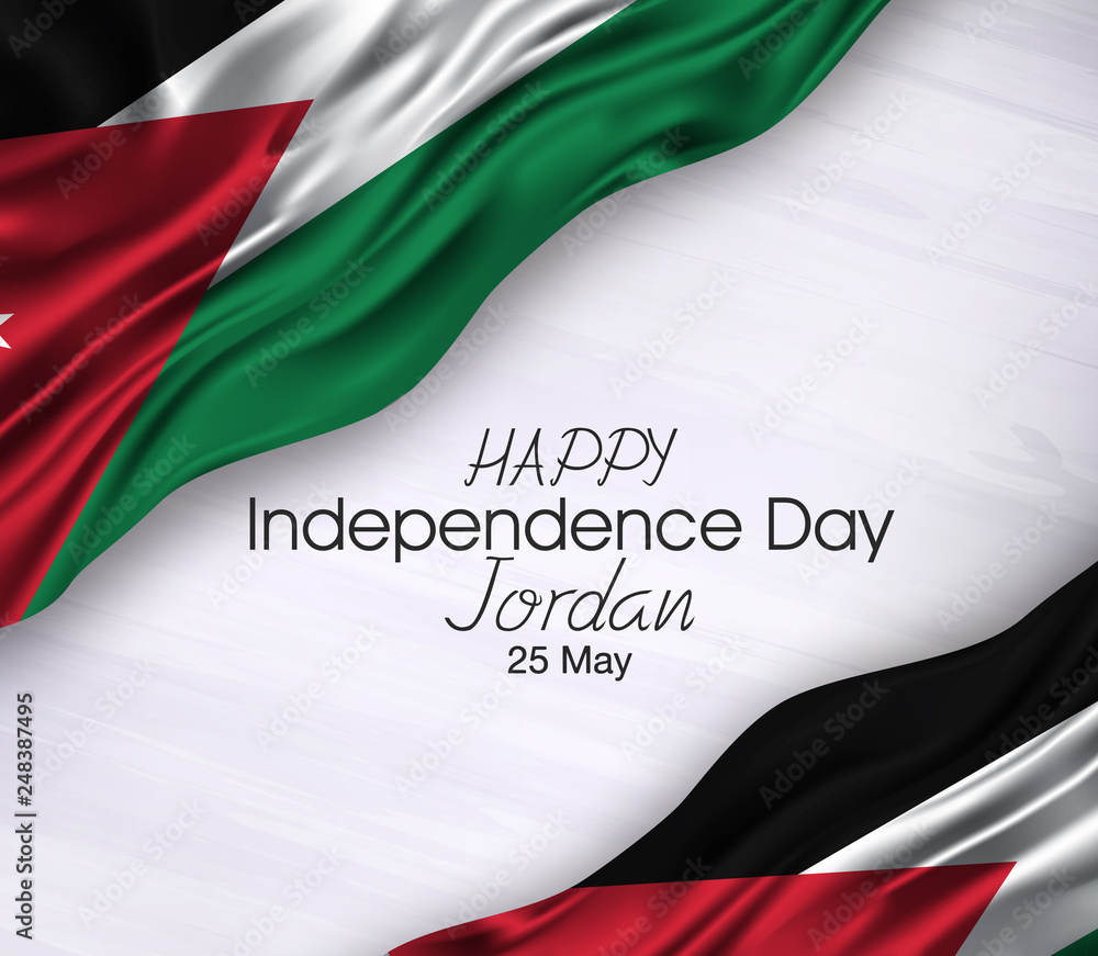 Vector illustration of Happy jordan Waving flags isolated on gray background.,25 may. Vector illustration of Happy jordan Waving flags isolated on gray background.,25 may.