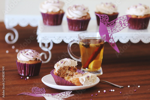 Cupcakes served with tea