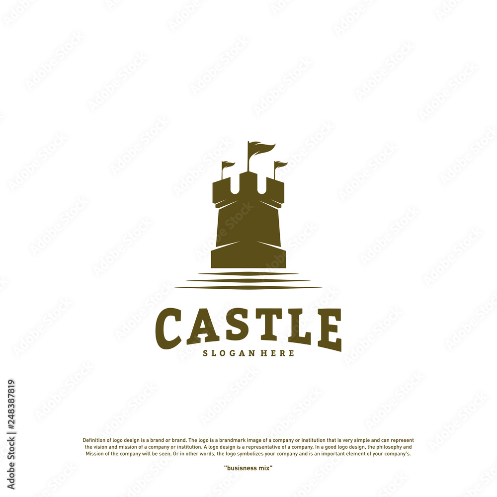 Castle logo design concept vector. Castle Tower logo Template Vector. Castle logo design concept vector. Castle Tower logo Template Vector.