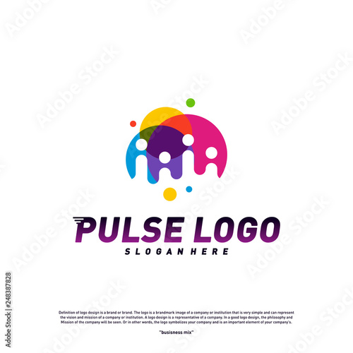 Colorful Pulse logo design concept vector. People Beat logo Template Vector.