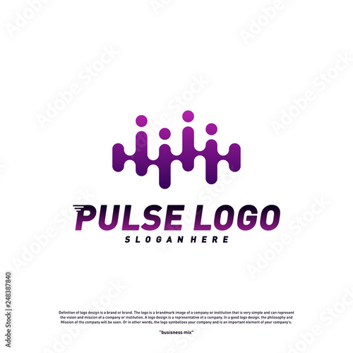 Pulse logo design concept vector. People Beat logo Template Vector.