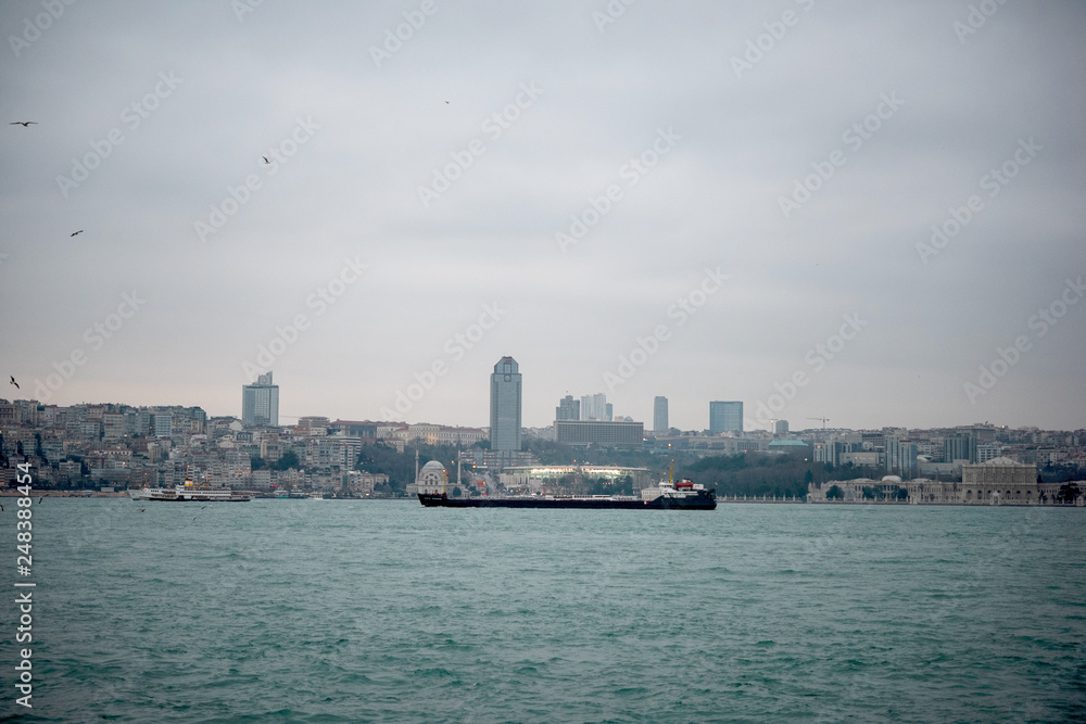 Istanbul bosphorus in moody day