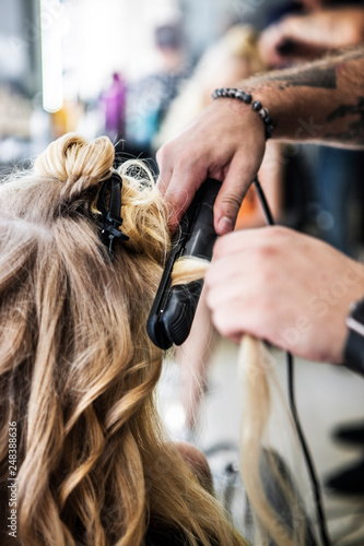 hair styling in a beauty salon