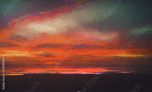 the digitally altered my photograph; oil painting, marinism