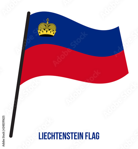 Liechtenstein Flag Waving Vector Illustration on White Background. Liechtenstein National Flag.