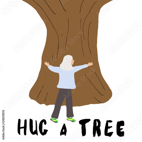 Hug a tree illustration.