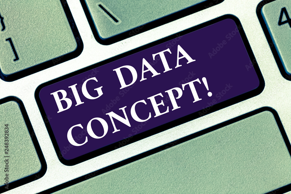 Conceptual hand writing showing Big Data Concept. Business photo text extremely large sets that may be analyzed to reveal pattern Keyboard key Intention to create computer message idea Conceptual hand writing showing Big Data Concept. Business photo text extremely large sets that may be analyzed to reveal pattern Keyboard key Intention to create computer message idea