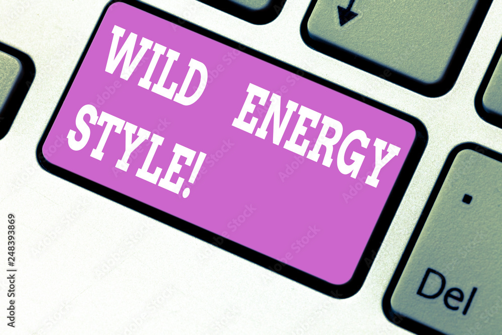Word writing text Wild Energy Style. Business concept for made near from technologies impose no threat to wildlife Keyboard key Intention to create computer message pressing keypad idea Word writing text Wild Energy Style. Business concept for made near from technologies impose no threat to wildlife Keyboard key Intention to create computer message pressing keypad idea