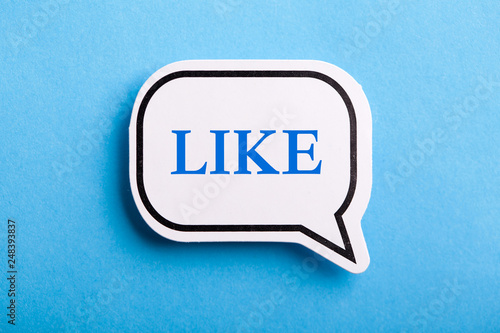 Like Text Speech Bubble Isolated On Blue