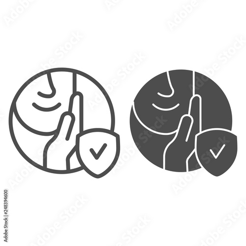 After shaving face line and glyph icon. Smooth skin vector illustration isolated on white. Smooth shaved man outline style design, designed for web and app. Eps 10.