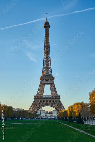 Eiffel Tower At dusk from the fields of Mars - Champs de Mars Square © Philippe