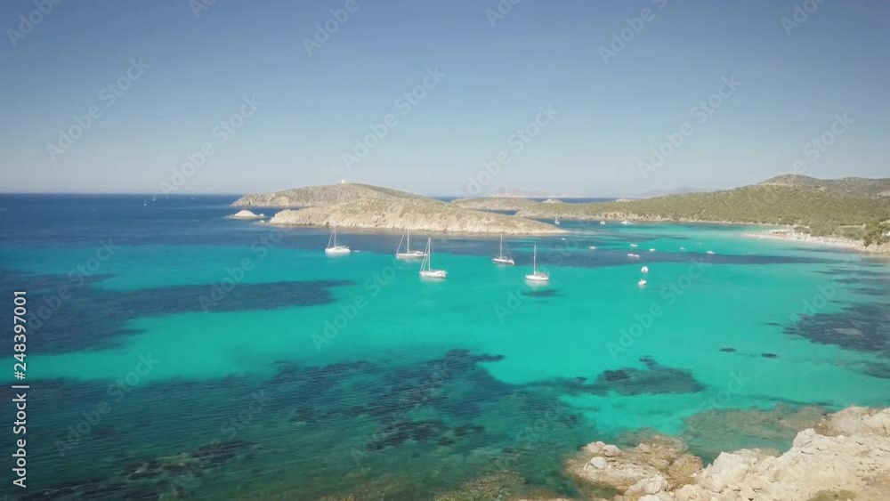 drone bird view of mediterranean sea by sardinia italy. summer vaction drone bird view of mediterranean sea by sardinia italy. summer vaction