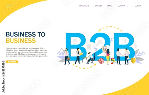 Business to business vector website landing page design template