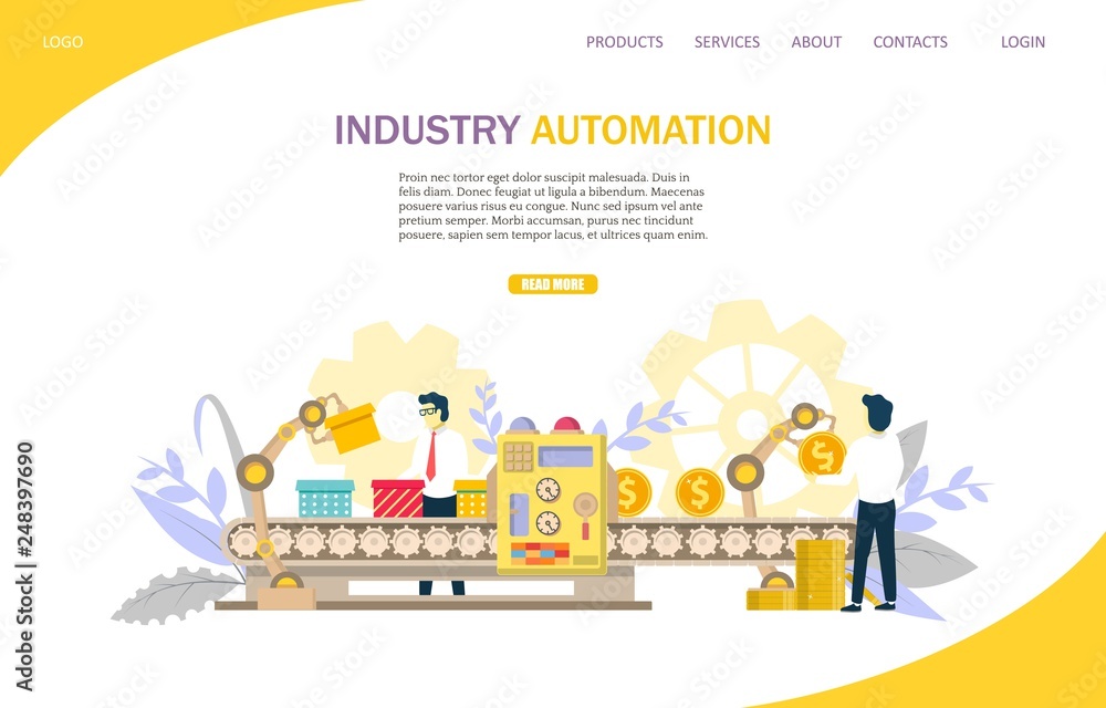 Fototapeta premium Industry automation vector website landing page design template