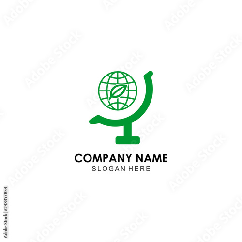 globe green logo vector design
