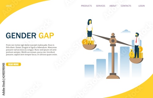 Gender gap vector website landing page design template