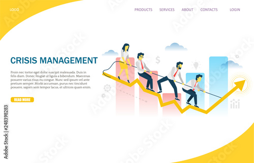 Crisis management vector website landing page design template