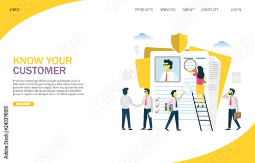 Know your customer vector website landing page design template