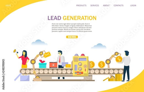 Lead generation vector website landing page design template