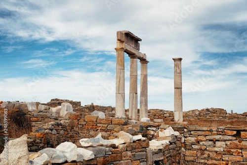 Pillar in Historical Ruins in Delos photo