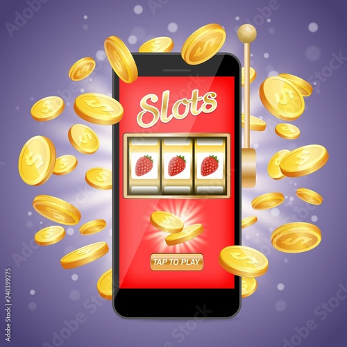Mobile slots vector poster banner design template
