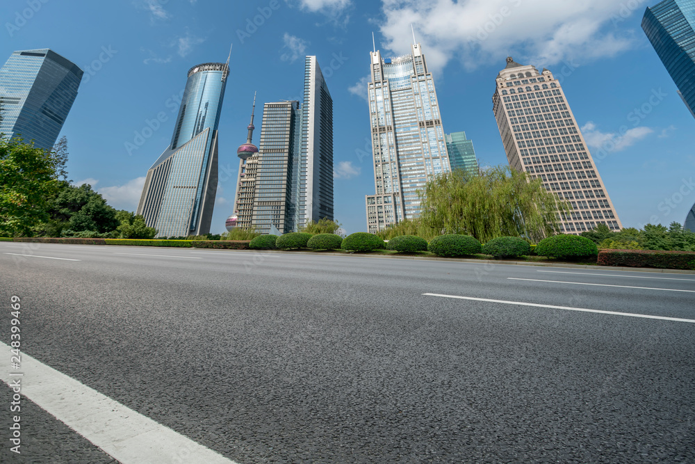 Highway Road and Skyline of Modern Urban Buildings in Shanghai.. Highway Road and Skyline of Modern Urban Buildings in Shanghai..