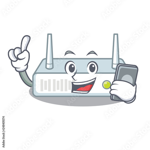 With phone router in the a character shape