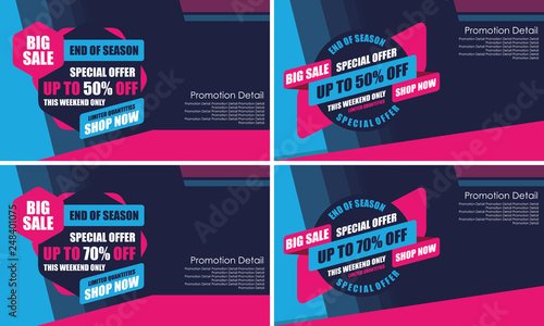 Sale Banner Template Design, Poster, This Weekend Special Offer Sale, Discounts, up to 50% and 70% off. Vector Illustration. Store Label. Communication Poster - Vector