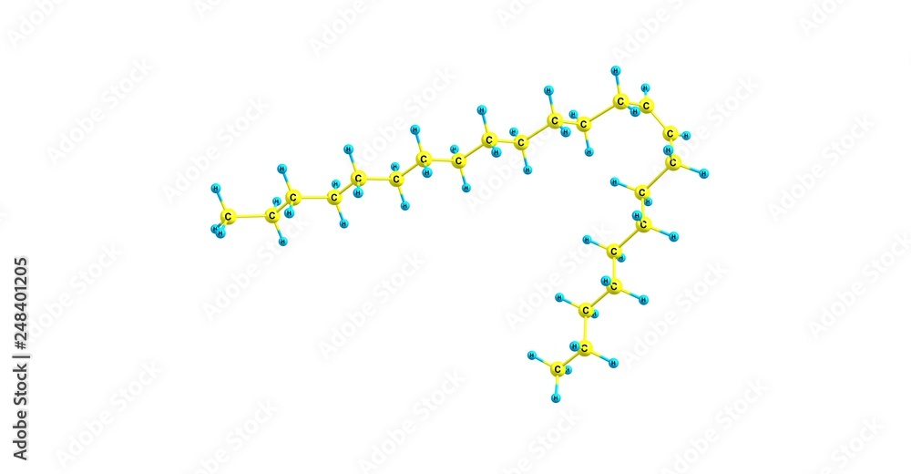 Tricosene molecular structure isolated on white