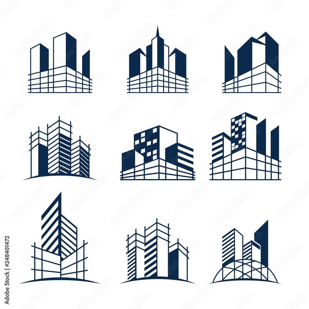 Obraz premium Building construction logo bundle
