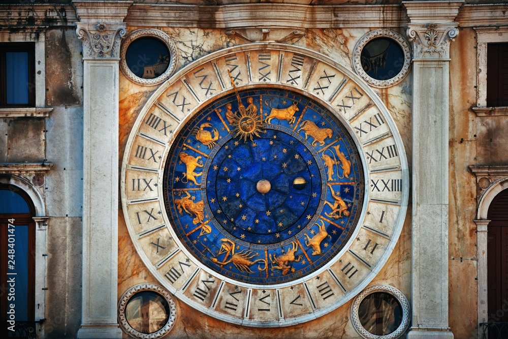 Clock with horoscope in Venice
