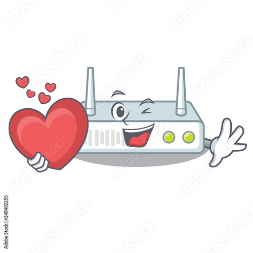With heart router isolated with in the mascot