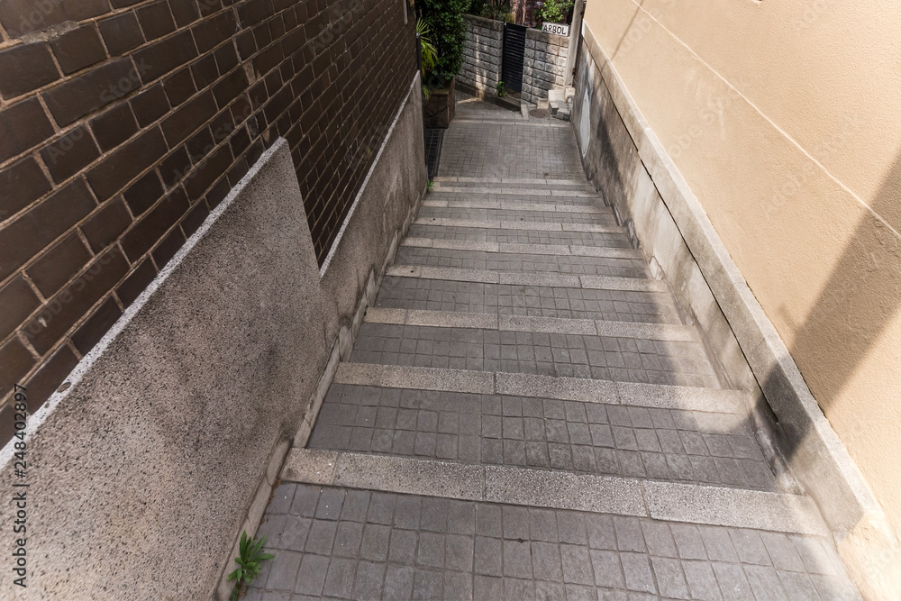 日本 の路地裏の石畳と階段 Cobbled and stairs of the back Japan's alley 日本 の路地裏の石畳と階段 Cobbled and stairs of the back Japan's alley