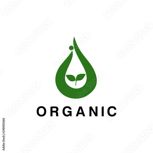 organic oil icon vector logo. leaf green oil design 