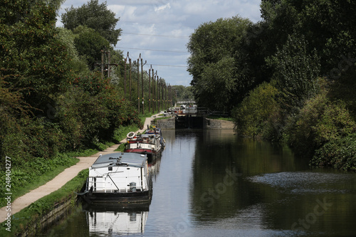 Summer scene at Cheshunt Lock on the River Lee Navigation in England. photo
