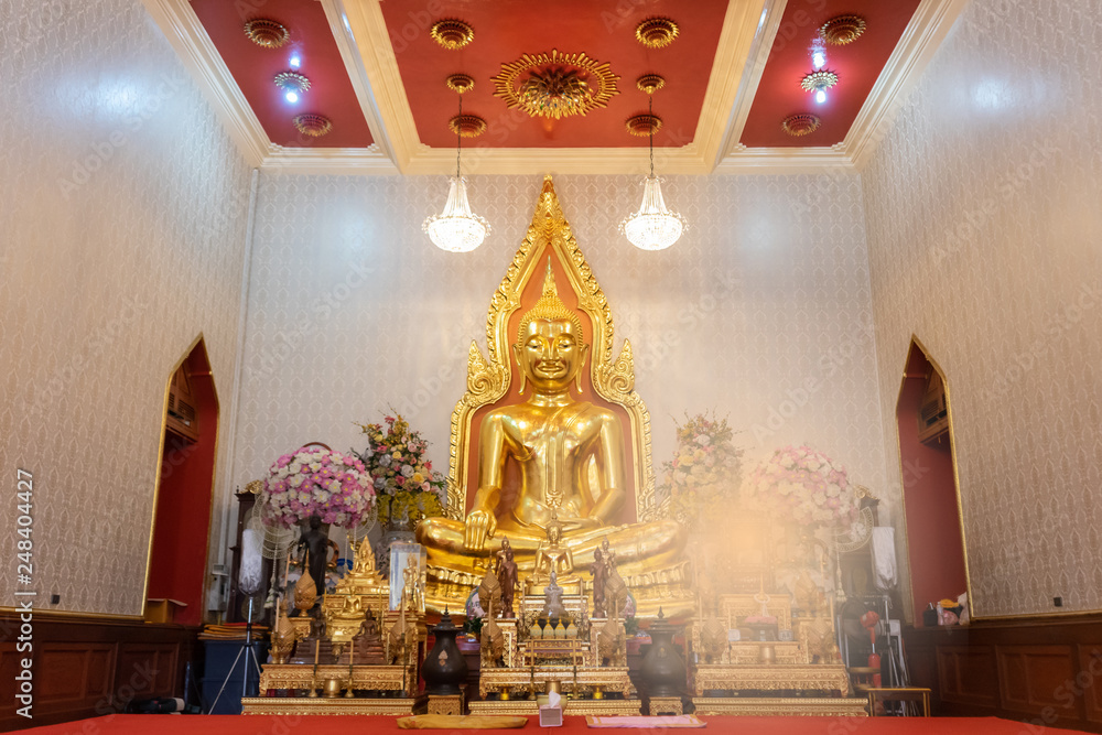 Buddha Statue at Traimit temple, Bangkok Thailand.