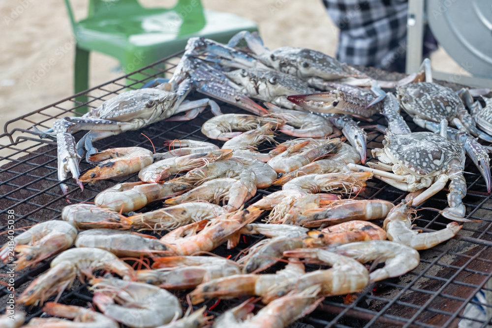 Grilled Bbq Seafood On Stove Party, shrimp and crab grill Grilled Bbq Seafood On Stove Party, shrimp and crab grill