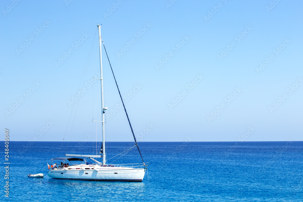 White yacht n the sea. Vacation, holiday background. Sea trip concept. White yacht n the sea. Vacation, holiday background. Sea trip concept.
