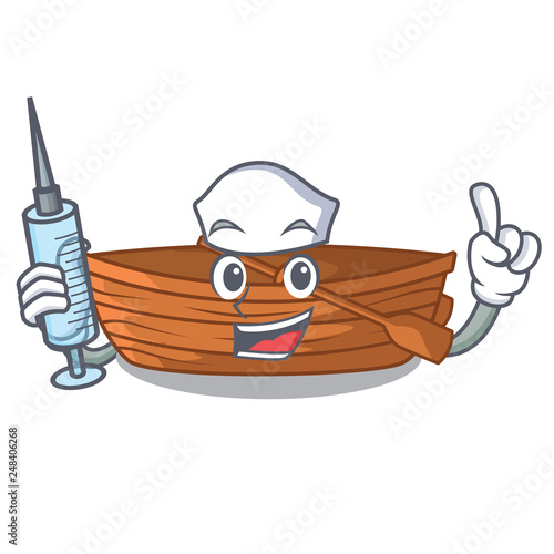 Nurse wooden boats isolated with the cartoons