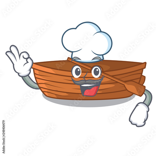 Chef wooden boats isolated with the cartoons