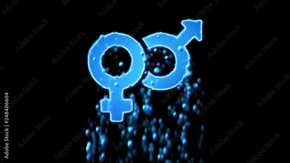 Liquid symbol venus mars appears with water droplets. Then dissolves with drops of water. Alpha channel black Liquid symbol venus mars appears with water droplets. Then dissolves with drops of water. Alpha channel black
